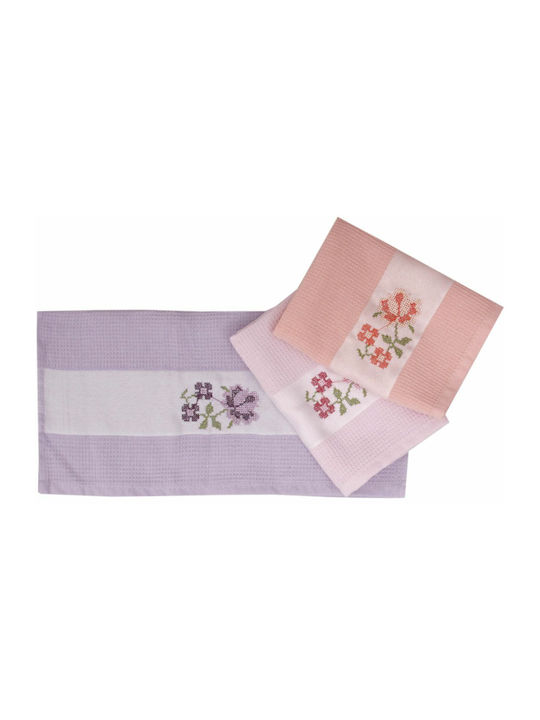 Viopros Laura Tea Towel from 100% Cotton in Pink Color 45x75cm