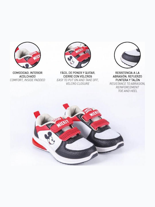 Cerda Kids Athletic Shoes with Lights Mickey Mouse White Black Red 24-31