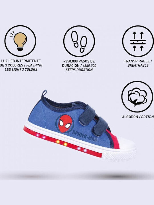 Cerda Kids Sneakers With Lights Canvas Spiderman Blue Red White 25-32