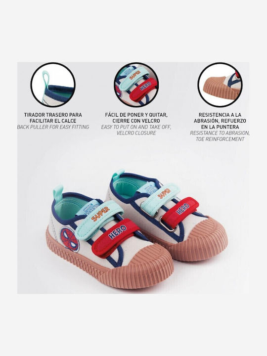 Cerda Παιδικά Sneakers Πάνινα Spiderman Μπεζ Μπλε Κόκκινο 22-27