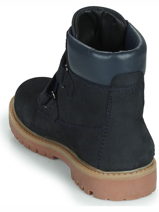 Citrouille et Compagnie Lederne Kinderstiefeletten mit Klettverschluss Blau