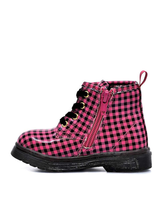 Papistas Kids Ankle Boots in the Style of Martins for Girls Baby Fuchsia Synthetic Patent Leather
