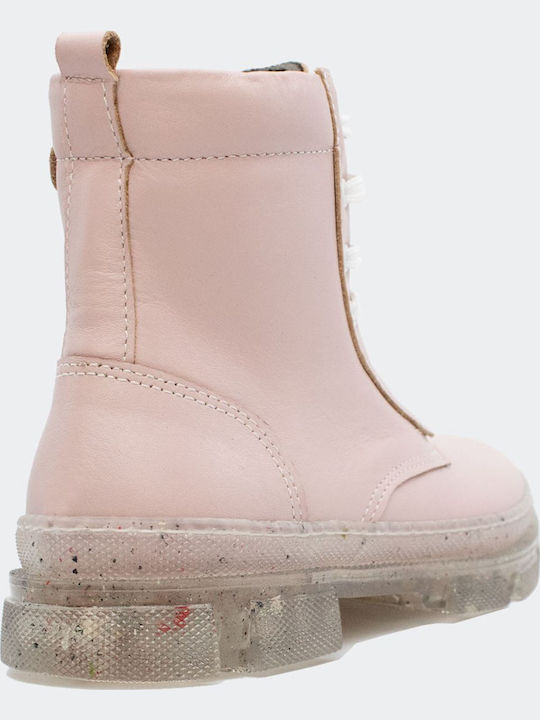 22728 Anatomical Leather Kids Boots with Laces Pink 22728-PINK