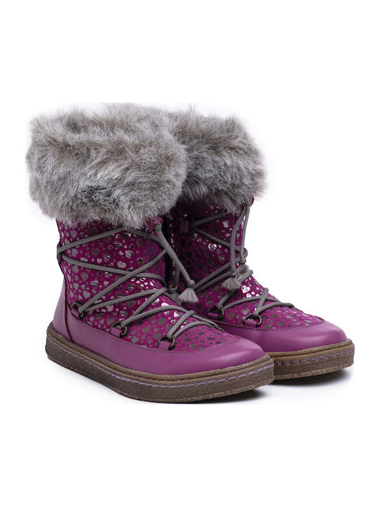 Amica Anatomical Leather Kids Boots with Laces Fuchsia