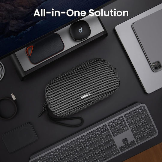 Husă Universală Tomtoc Light-t12 Pliculeț Accesorii Powerbank Smartphone Fermoar 1l Mică Neagră T12s1d2