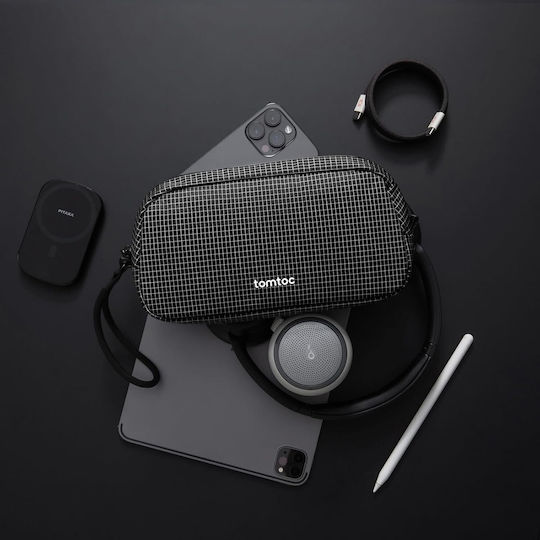 Husă Universală Tomtoc Light-t12 Pliculeț Accesorii Powerbank Smartphone Fermoar 1l Mică Neagră T12s1d2