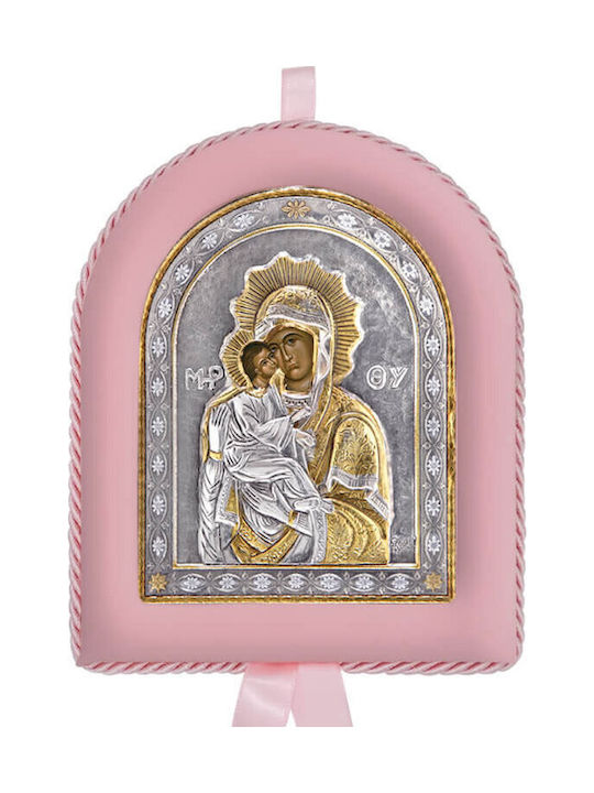 Silver Image Newborn Girl Virgin Mary of Akathist 17x14cm Local Gold Plating