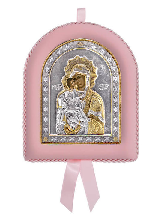 Silver Image Newborn Girl Virgin Mary of Akathist 17x14cm Local Gold Plating