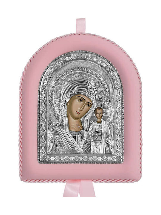 Silver Image Newborn Girl Virgin Mary Kazanskaya 17x14cm