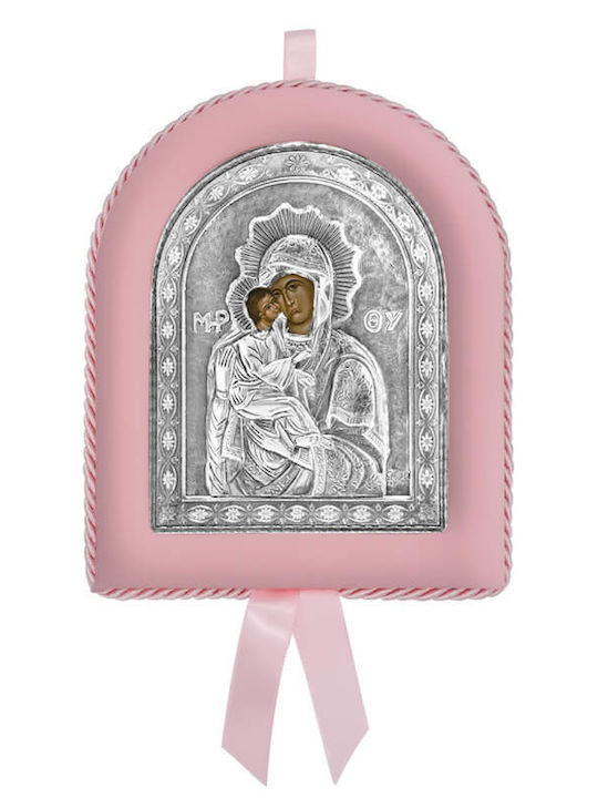Silver Saint Icon Newborn Girl Virgin Mary Akathistou 17x14cm