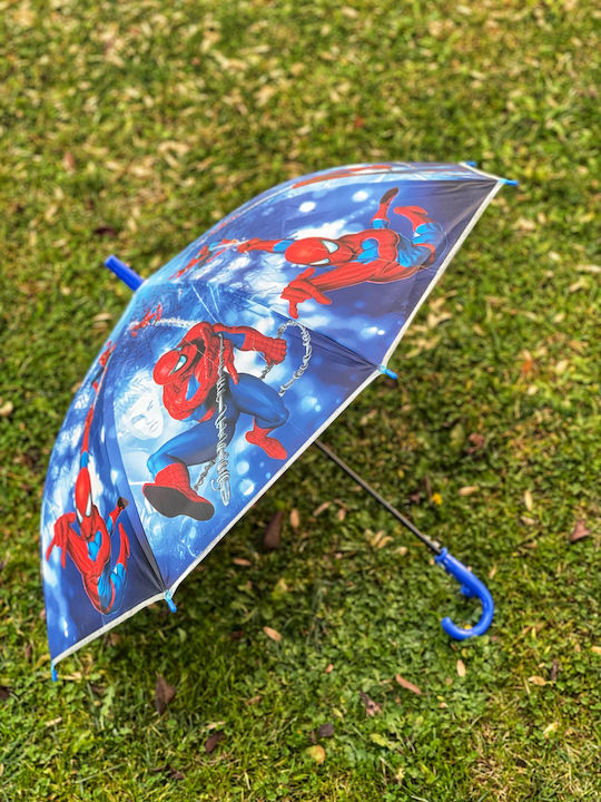 Kids Umbrella Blue Red Spiderman Curved Handle Whistle Diameter 75cm Kids Umbrella Blue Red Spiderman Curved Handle Whistle Diameter 75cm