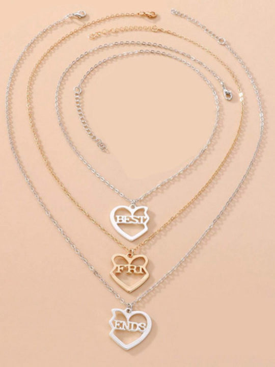 Kinderhalskette Handgemachte Freundschaft Vergoldet-Silber Metall Dreifach Best Friends Forever Beste Freunde Freundinnen Tatu Moyo