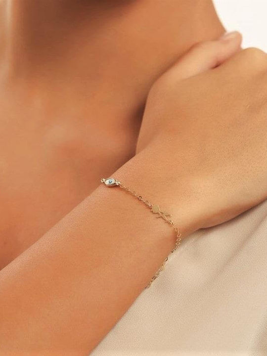 Eforo Kids Bracelet Chain K14 Boy Mataki from Gold 14K with Evil Eye & Figure