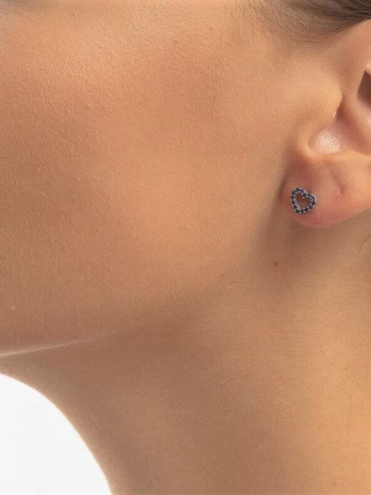 White Gold Stud Earrings 14K Blue Heart Sk11200323