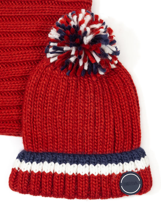 Birba Trybeyond Kinder Mütze Set mit Schal Gestrickt Burgundisch