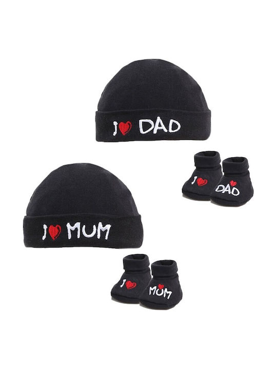 Soft Touch Kids Beanie Set with Socks Knitted Black for Newborn 2pcs