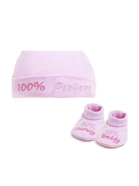 Soft Touch Kids Beanie Set with Socks Fabric Pink for Newborn 2pcs