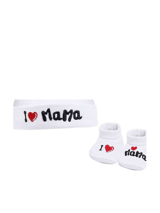 Soft Touch Kids Beanie Set with Socks Fabric White 2pcs