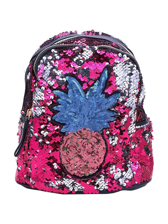 Παιδική Τσάντα Πλάτης Backpack Ανανά & Παγιέτα Φούξια