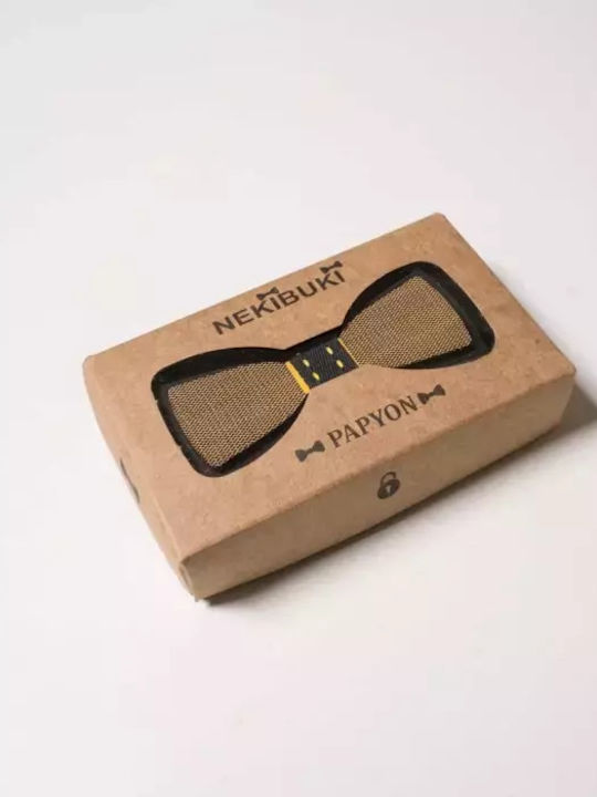Kids' Wooden Bow Tie For Boys Fine Mesh Yellow