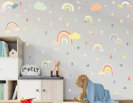Kinder Wandsticker Regenschauer Regenbogen 001596
