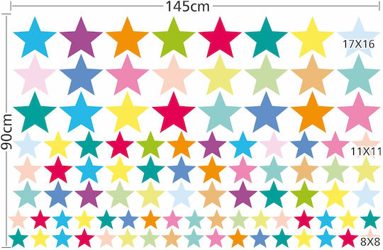 Kinder Wandsticker Bunte Sternchen 145x90cm