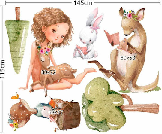 Thematischer Wandsticker Mädchen Im Wald 145x115cm