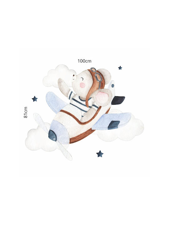 Bear Pilot Wall Sticker 100x81cm