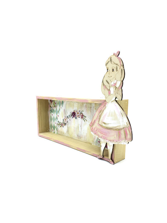 Handgemachter Hölzernes Gerahmter Alice im Wunderland Rosa Kinder Wandkunst