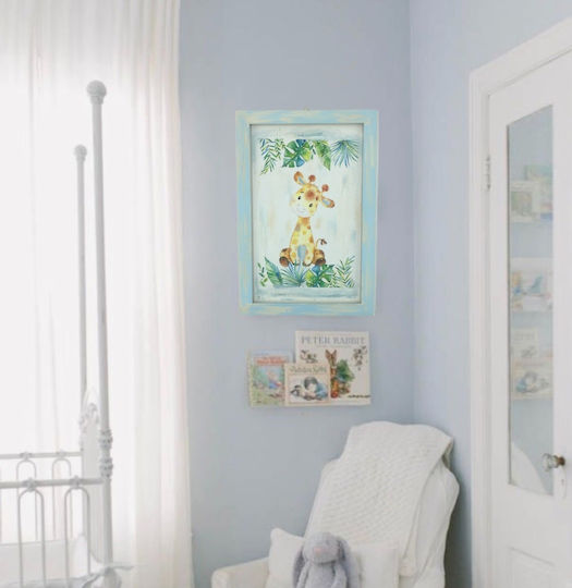 Handmade Wooden Framed Giraffe Baby Kids Wall Art
