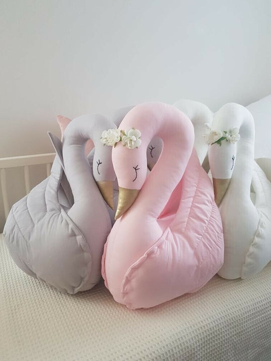 Cap de Animal Decorativ pentru Copii Lebăda Gri din Țesătură Handmade