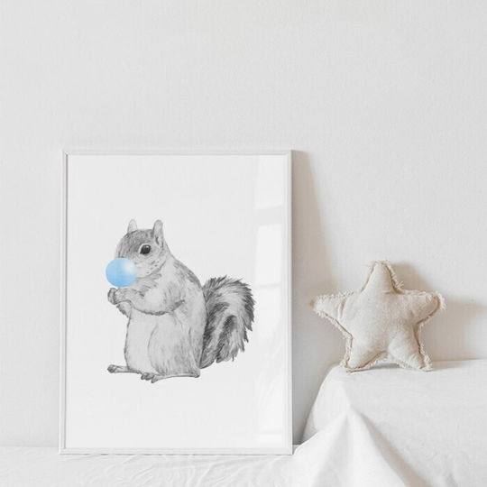 Poster Squirrel Blue Bubble Gum Paper 15x20cm