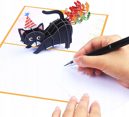 3d Birthday Card Cat Confetti Colorful Unique Fun Birthday