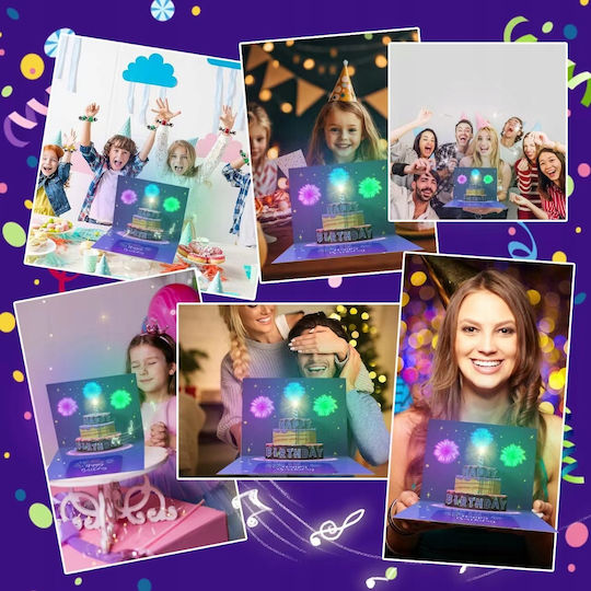 Birthday Card Playing Melody Music Light Led Cake Blow Out Candle