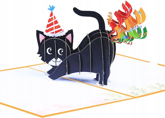 3d Birthday Card Cat Confetti Colorful Unique Fun Birthday