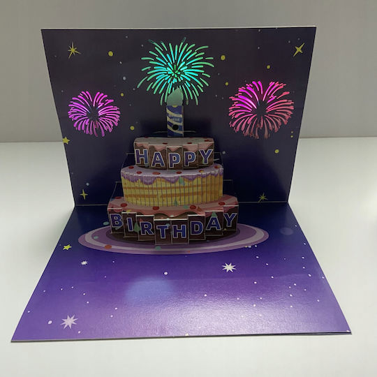 Birthday Card Playing Melody Music Light Led Cake Blow Out Candle