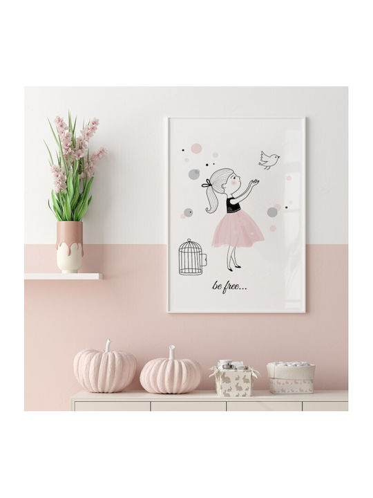 Αφίσες Poster Κοριτσάκι Άσπρο Πουλάκι Χαρτί 15x20cm