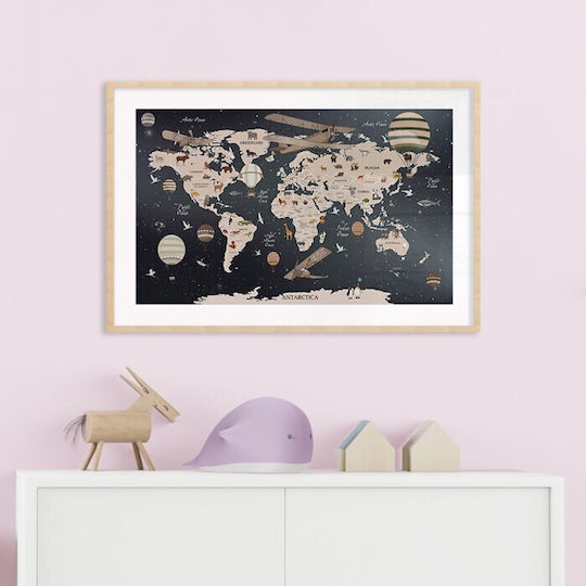 Posters Map Hot Air Balloons Paper 20x15cm