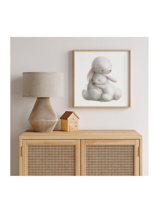 Posters Poster White Hugging Bunny Paper 100x100cm