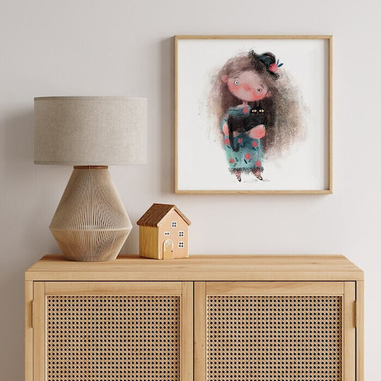 Poster Posters Girl Black Cat Paper 70x70cm