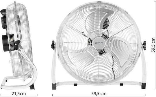 ECG Ανεμιστήρας Δαπέδου 100W Διαμέτρου 45cm Γκρι
