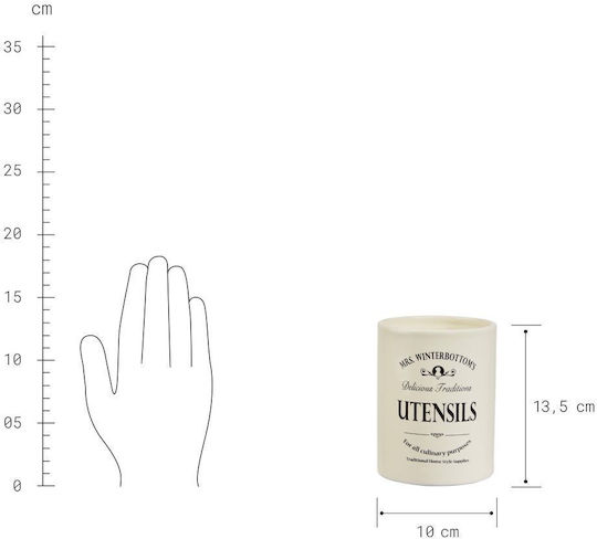 Mrs Winterbottom's Cream Ceramic Kitchen Utensil Holder Height 13.5 Cm Diameter 10 Cm
