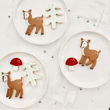 Christmas Cookie Cutter Biscuits Reindeer Tree Mushroom Meri Meri 3 Pieces