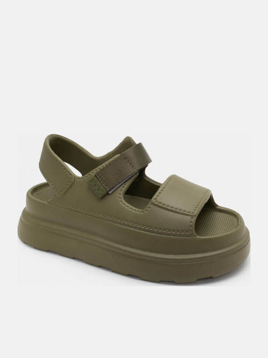 Flache Sandalen für Damen Flatforms in Khaki Farbe