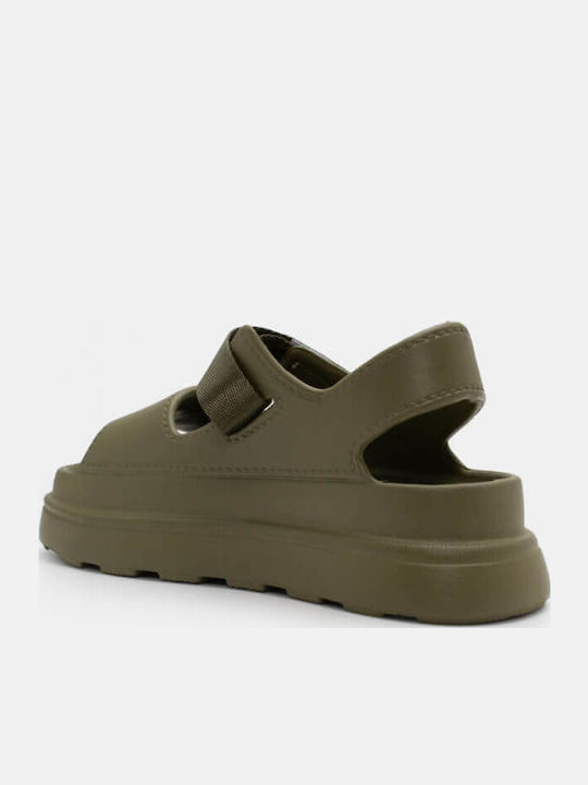 Flache Sandalen für Damen Flatforms in Khaki Farbe