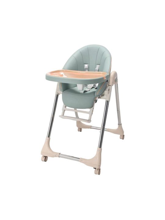 Dream House Foldable Baby Highchair with Adjustable Height Green