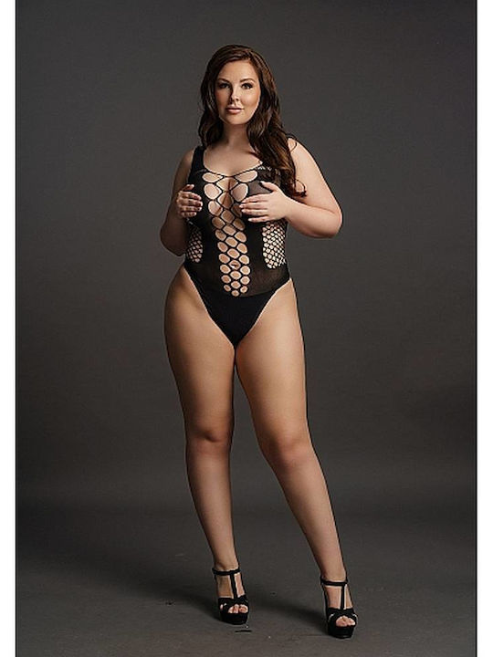 Le Désir Plus Size Sexy Κορμάκι Διχτυωτό Μαύρο