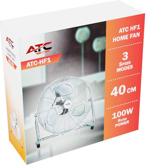ATC HF1 Ανεμιστήρας Δαπέδου 100W Διαμέτρου 40cm Ασημί