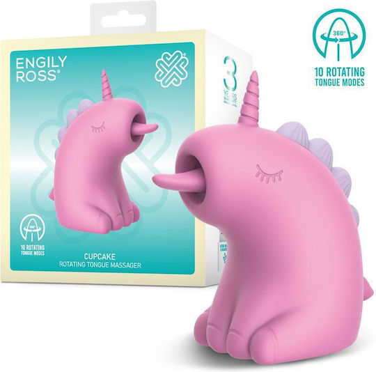 Engily Ross Cupcake Mini Δονητής Μασάζ 360º Rotating Tongue 7.8cm Ροζ