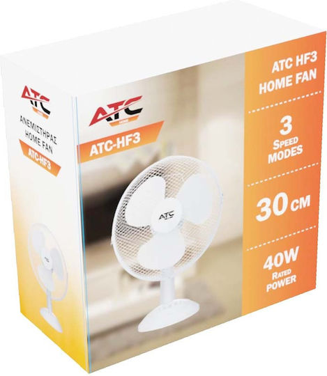 ATC HF3 Tischventilator 40W Lüfterdurchmesser 30cm Weiß